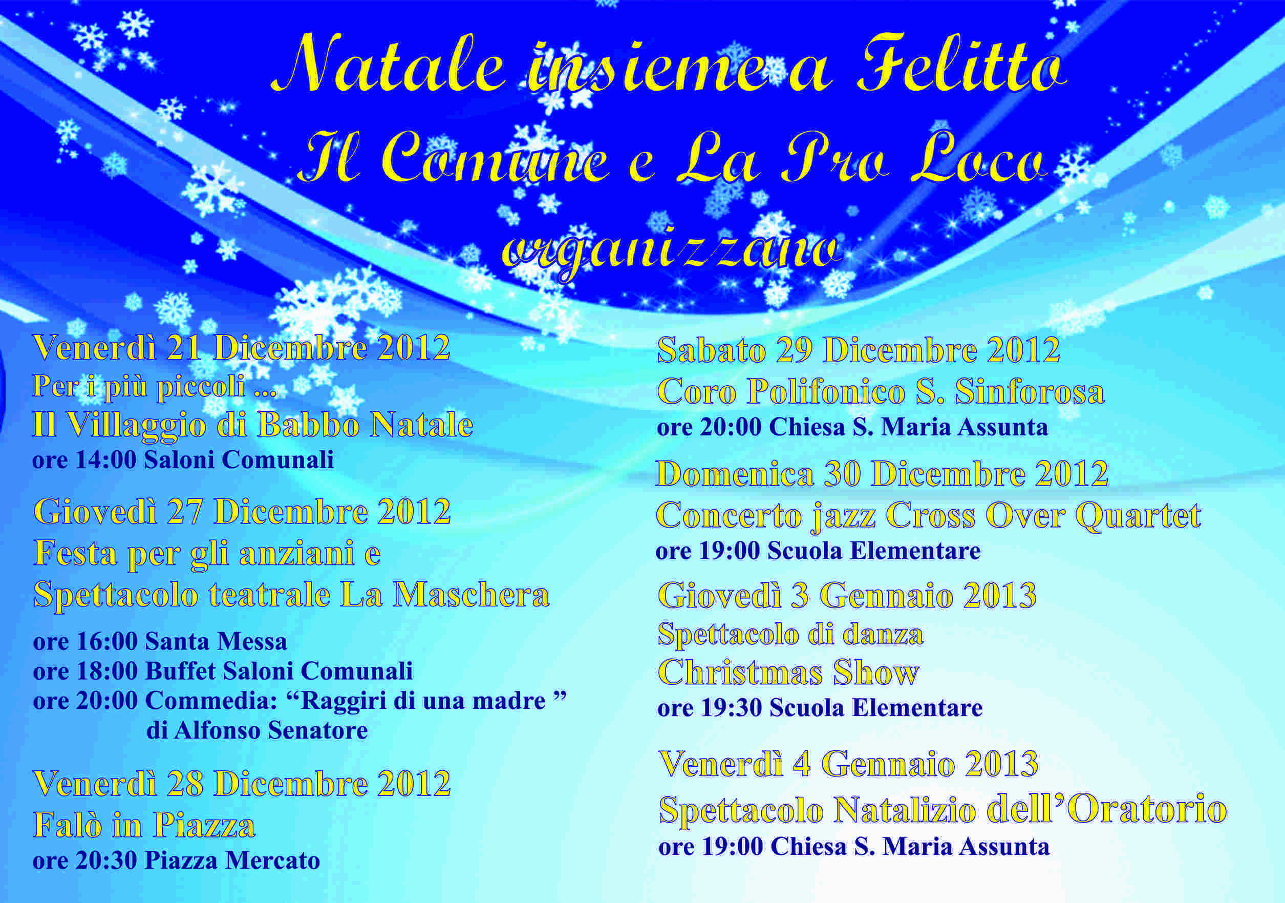 Natale Insieme a Felitto 2012 Programma Attività
